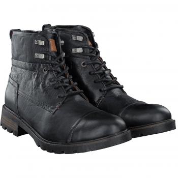 Tommy Hilfiger Herren Winterstiefel Leder-Textil-Mix Combat, Schwarz, 41 EU