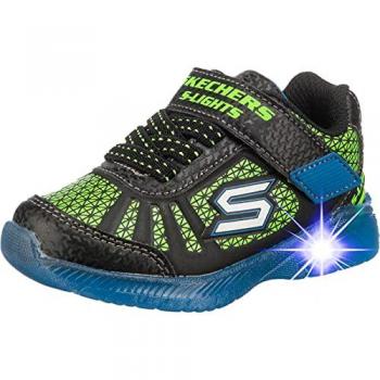 Baskets Bébé Scratch Skechers Lumière Bleu Noir
