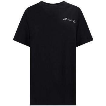 Balmain Signature Embroidered Loose Black T-Shirt for Men