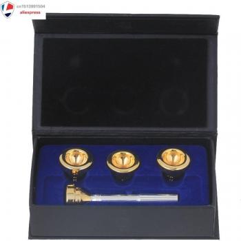 Silver Trumpet Mouthpiece with Gold Trim, 4 Convertible Sizes (7c, 5c, 3c, 1c)