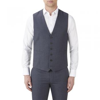 Slim Fit Blue Harcourt Waistcoat (Double‑Breasted)