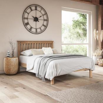 SLUMBERWORX Double Oak Bed Frame with Low Footboard