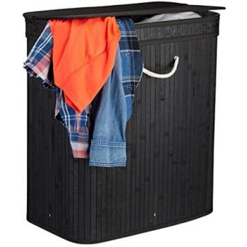 Black Bamboo Clothes Storage Trio – Rectangular Folding Baskets
