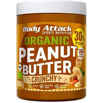 Body Attack Bio Peanut Butter Crunch – 1 kg vegane, 28 % proteinreiche Erdnussmischung