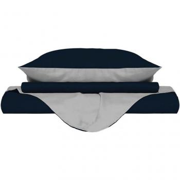 Set Copripiumino Doppio Lato Blu-Scuro e Grigio-Clear