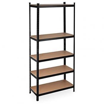 Scaffalatura Metallica XL, Capacità di Carico 1325 kg, 5 Ripiani, 220x100x45 cm, Nero