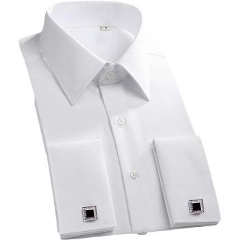 Camisa para Hombre Fianao en Rayas, Conversión de Puño y Gemelo, Elegante Estilo Francés, Número 43