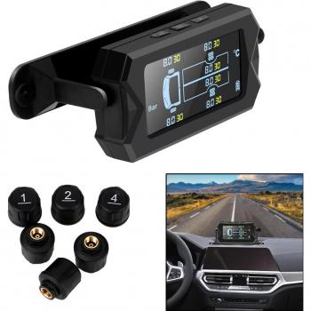 Système TPMS solaire sans fil avec affichage LCD et 6 capteurs pour voiture, camping-car, camion