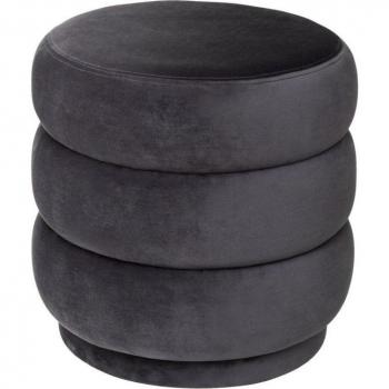 Home Maison Pouf rond en velours gris foncé Ø 40x40 cm Gris 0x40x40cm