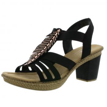 Rieker Nayeli – Sandales en cuir noir, taille 41