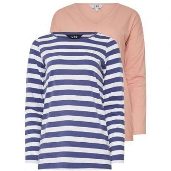 Long Tall Sally Baumwoll T-Shirts V-Neck Doppelpack
