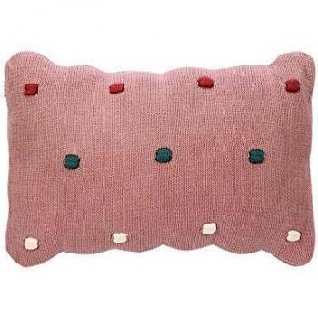 Bio‑Baumwoll-Strickkissen für Babys – Rosa/Dusky Pink Dots, 35 x 6 × 22 cm