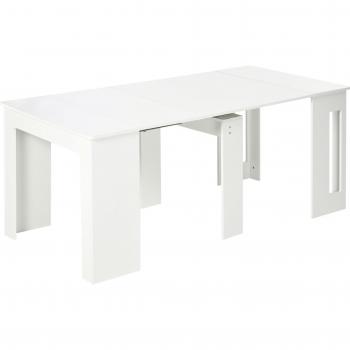 HOMCOM Mesa Auxiliar Extensible para Estudio Cocina Blanco 180x85x75 cm