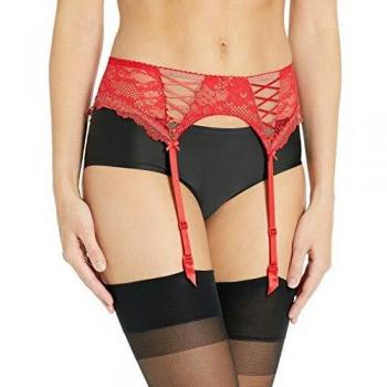 Aubade ND50 Damen Sonnenglut Nocturne Gala Rotes Florales Spitzen-Trägerband 40