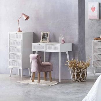 WANDERLUST DECO Recibidor de madera y rejilla blanco 80x42x79