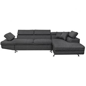 Canapé d'angle droit convertible 5 places gris foncé