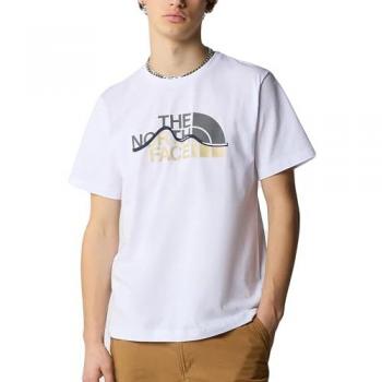 T-shirt The North Face Aventure Montagne Manches Courtes Blanc Gris Jaune