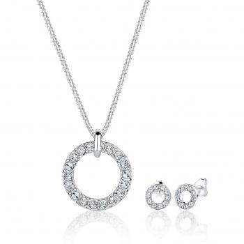 Elli Set »Kreis Ohrringe und Halskette mit Kristallen 925 Silber«