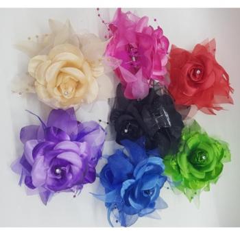 Fermacapelli Fiore Rosa Glitter Set di 2