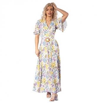 Dusk Women's Multicolour Floral Belted Maxi Dress