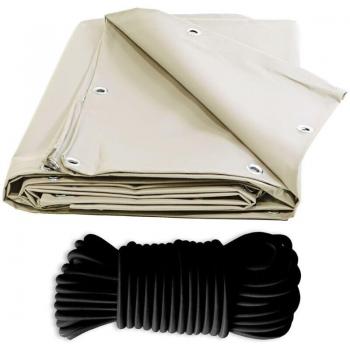 Kit Lona para Pérgola Marfil 3x4 m con Cuerda Elástica Negra 20m