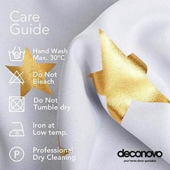 Deconovo Verdunkelungsvorhang Ösen Blickdicht Gardine Sterne Schlafzimmer Thermovorhang, 290x140 cm, Grau Weiß