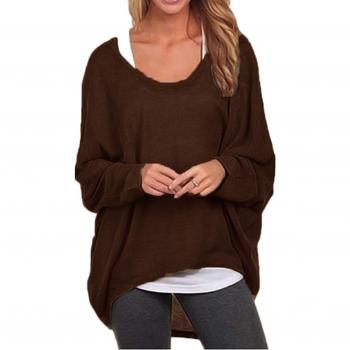 Zanzea Damen Sweatshirt in Kaffee – Übergroßes Oberteil, Größe EU 46 (XL)