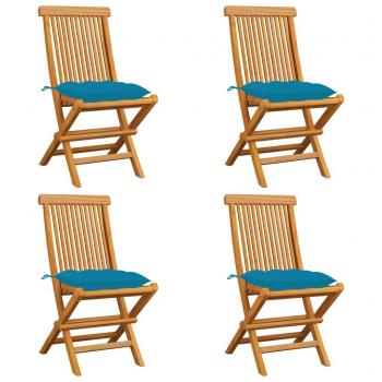 VidaXL Teak Lounge Chair Group – Light Blue Cushion Edition