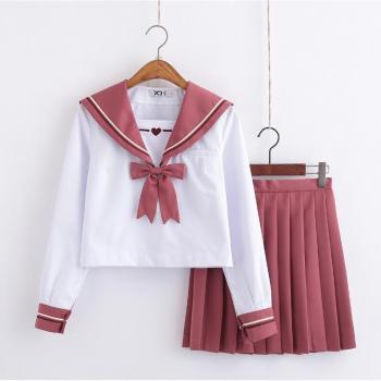 Japanische Schullebenskleidung – Rosa Herzensschuh, rote Uniform