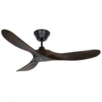 Ventilateur de plafond en bois massif noyer/noir mat laqué 312217 avec Télécommande 7W CasaFan Eco Genuino 122 noir/noyer
