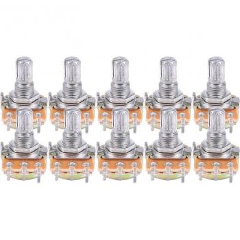 10pcs 5K ohm 6mm Split Knurled Shaft Potentiometer
