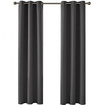 Deconovo Dark Grey Blackout Curtains 42 x 90 Inch 2 Panels