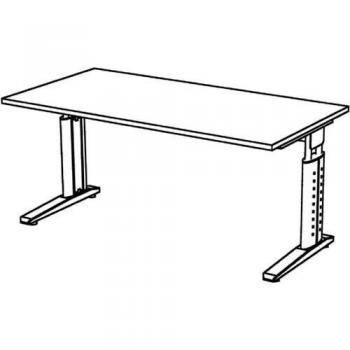 Büromöbel Schreibtisch C-Fuß 160x80cm in Nussbaum/Silber