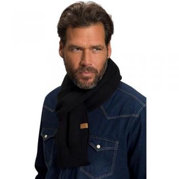 JP1880 Plus Size Soft Knit Scarf for Men, Black, One Size, Synthetic Fibers