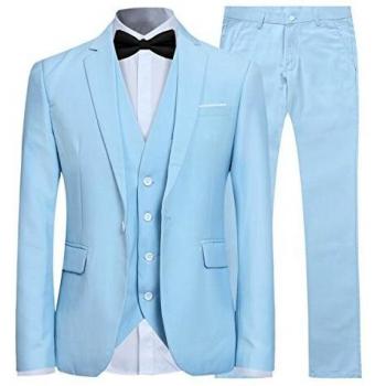 Slim Fit Damen‑Herren‑Anzug 3‑Teile in Hellblau – Elegante Business-Look XL