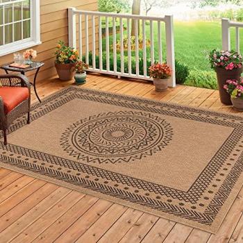 Tapis Design Jute Motifs Beige et Noir 160x230cm