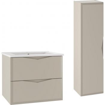 Meuble simple vasque encastrée 60 cm + colonne Ellie Cachemire