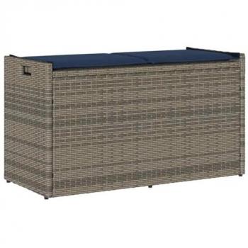 Polyrattan Outdoor Bench 100 cm, Cuscino Grigio