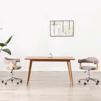 VidaXL Esszimmerstühle 2 Stück Drehbar Taupe Bugholz und Stoff