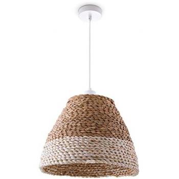 Sospensione in Tessuto Rustica Beige e Bianca