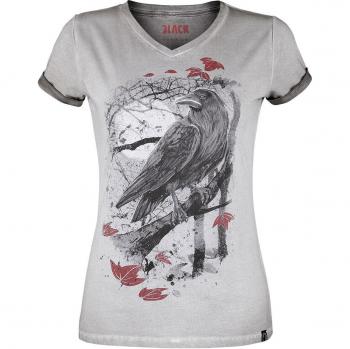 EMP Black Premium Rabenprint T-Shirt – Damen, Grau, M