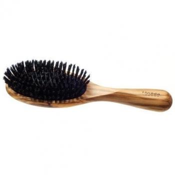SilkSheen Olive Wood Styling Brush – Boar Bristles with Rubber Cushion