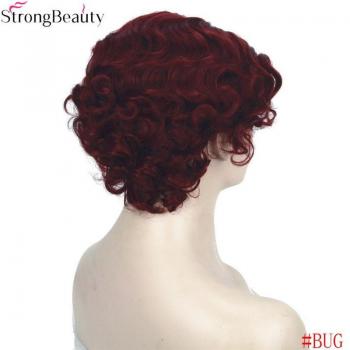 Peluca Fuerte Belleza Corto Rizado Rubia Disfraz