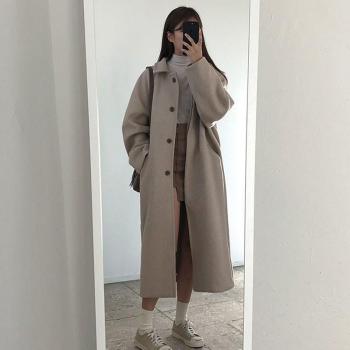 Suoifun Women's Solid Wool Blend Overcoat