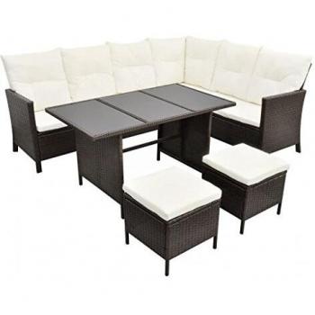 4-teiliges Rattan Lounge Set mit Auflagen