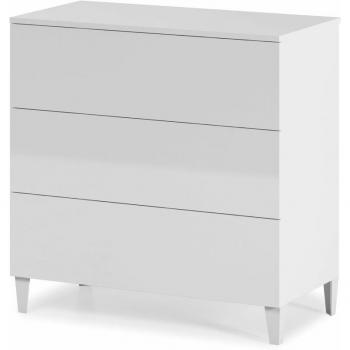 Commode design 3 tiroirs blanc brillant 80 cm