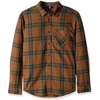 Camisa Volcom Caden de Manga Larga, Hombre, Marrón (Mud), XL