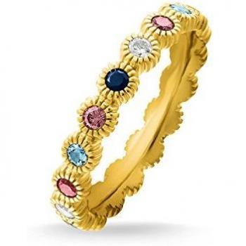 Anillo de plata con baño de oro de 18K y gema sintética Thomas Sabo