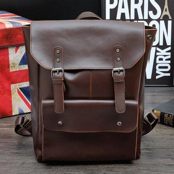 VIKUNJA Polo Leather Men's Backpack – Dual Strap, Waxed Oil Finish, Waterproof Travel & Laptop Bag Large Size
