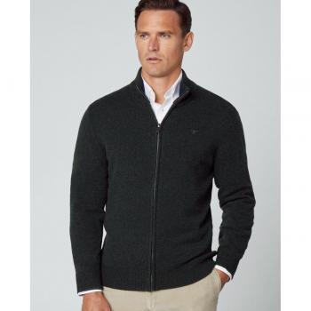 Jersey Hackett de lana Lambswool con cremallera en color marino para hombre